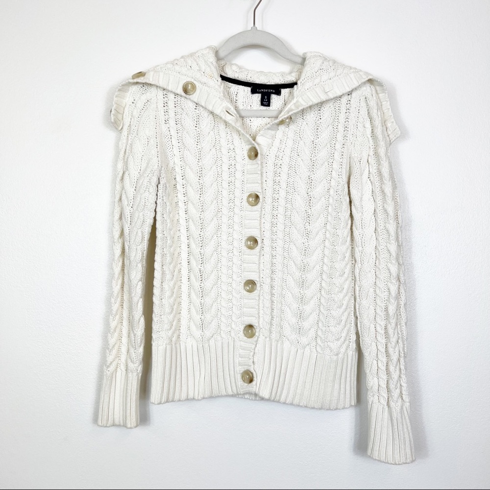 Land's End Cable Knit Button Front Sweater Size Small 6-8